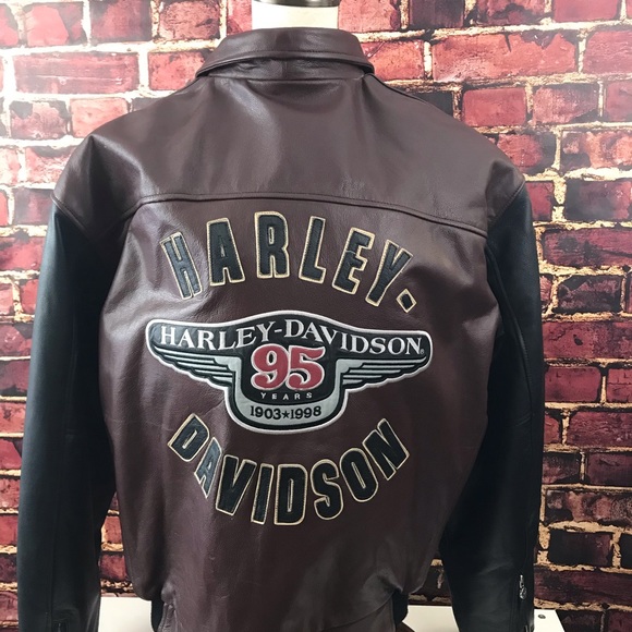 Harley Davidson 95th ANNIVERSARY Black & Brown Lea - Picture 4 of 10